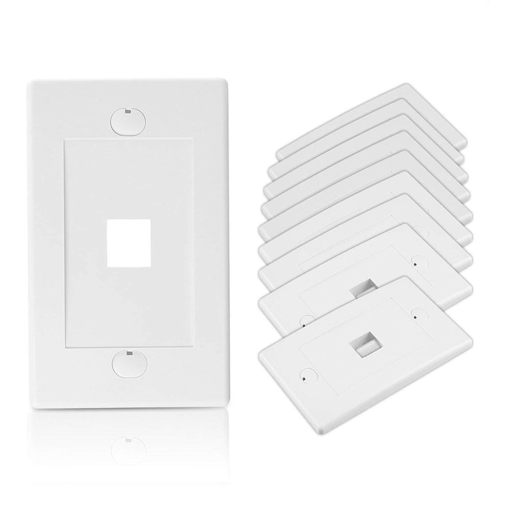 Cable Matters UL Listed 10-Pack 1 Port Wall Plate (Cat6, Cat5e) in White
